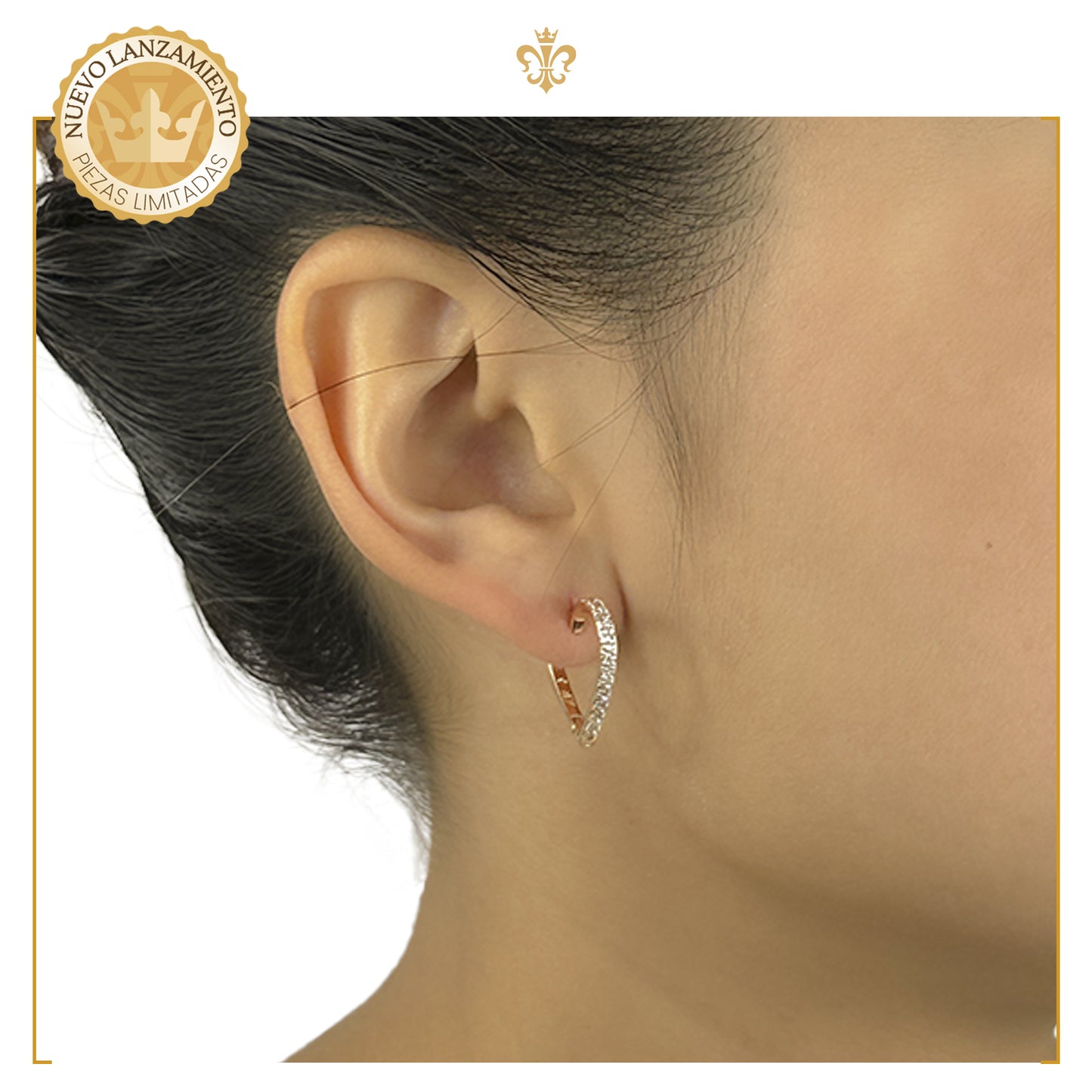 Aretes Arracaditas De Corazon Para Dama Con Cristales Dorados