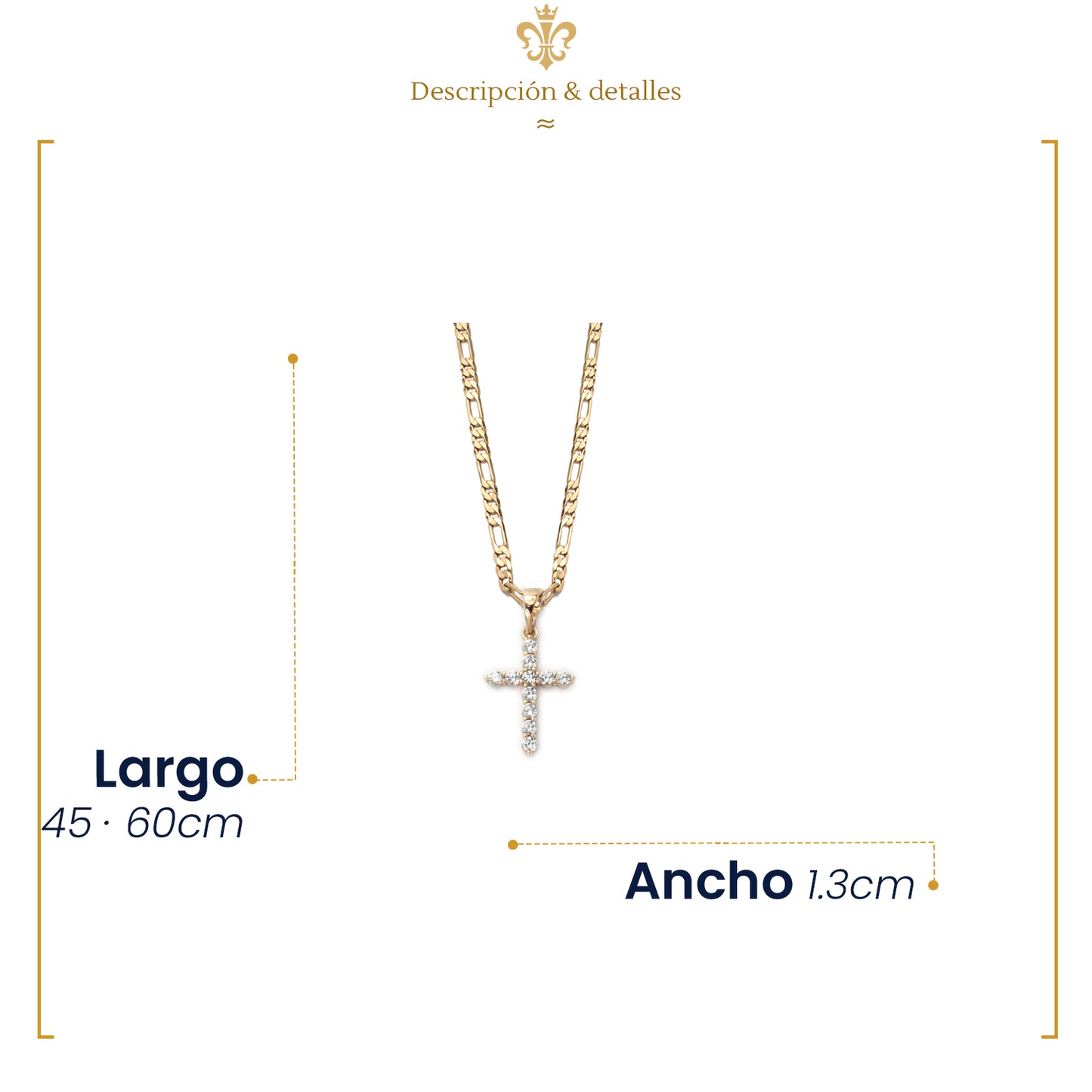 Collar dije de cruz con cristales pequeña para mujer en oro laminado 18k