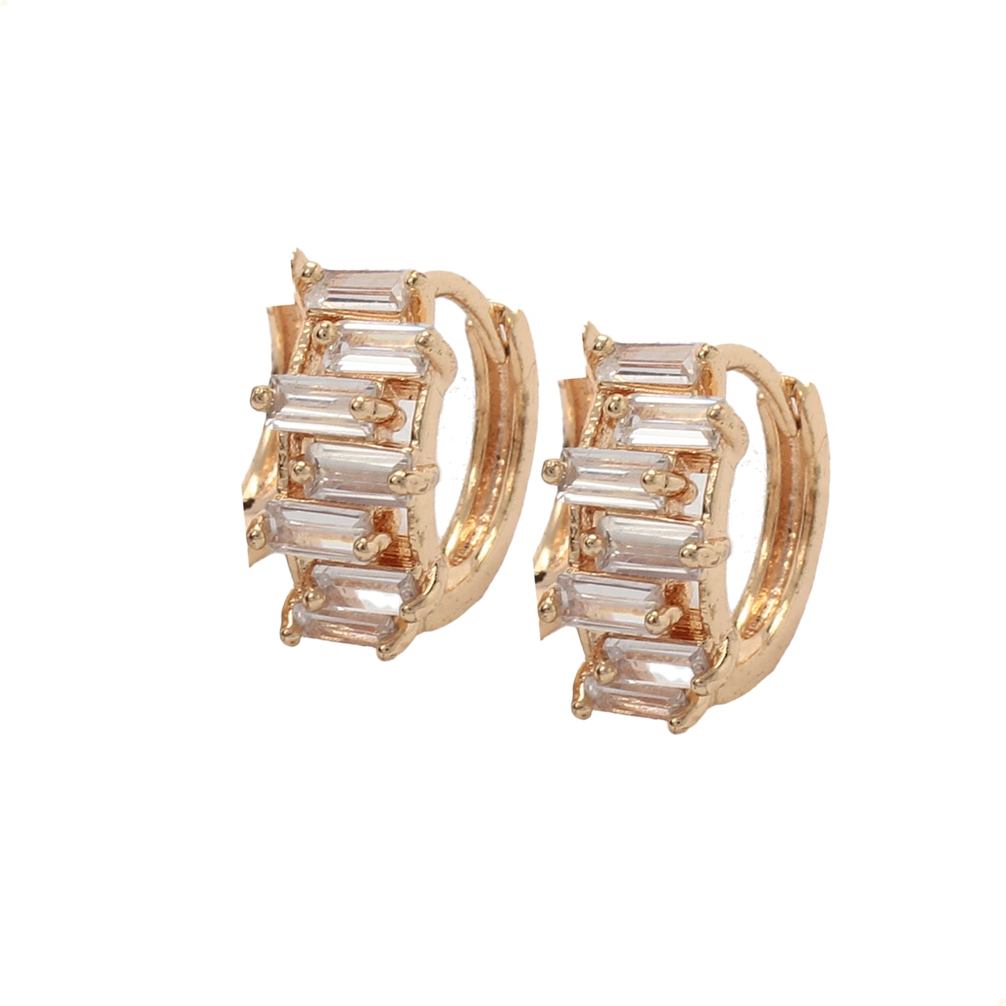 Aretes Pequeños Con Cristales Estilo Arracaditas En Oro Laminado Para Mujer y Niña