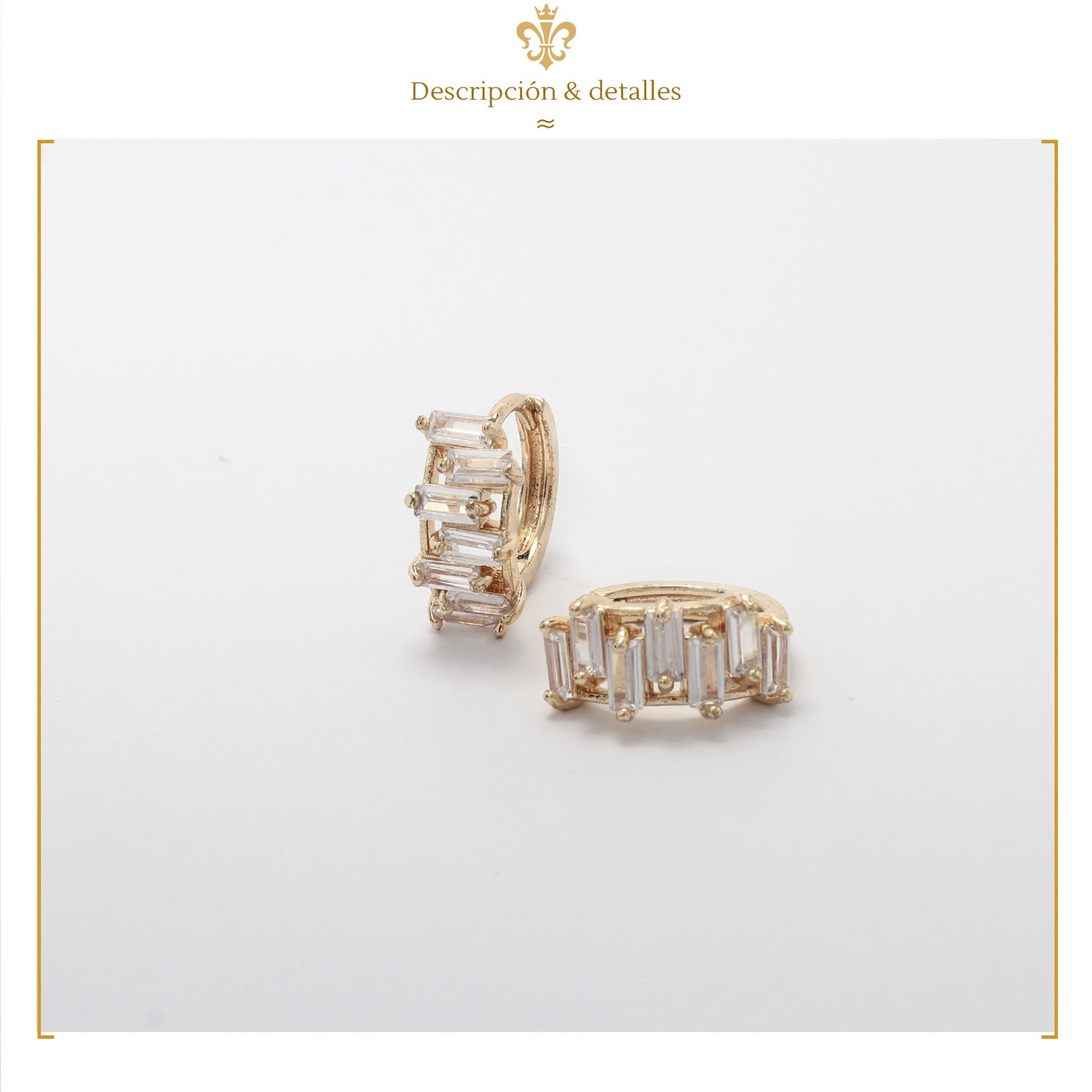 Aretes Pequeños Con Cristales Estilo Arracaditas En Oro Laminado Para Mujer y Niña