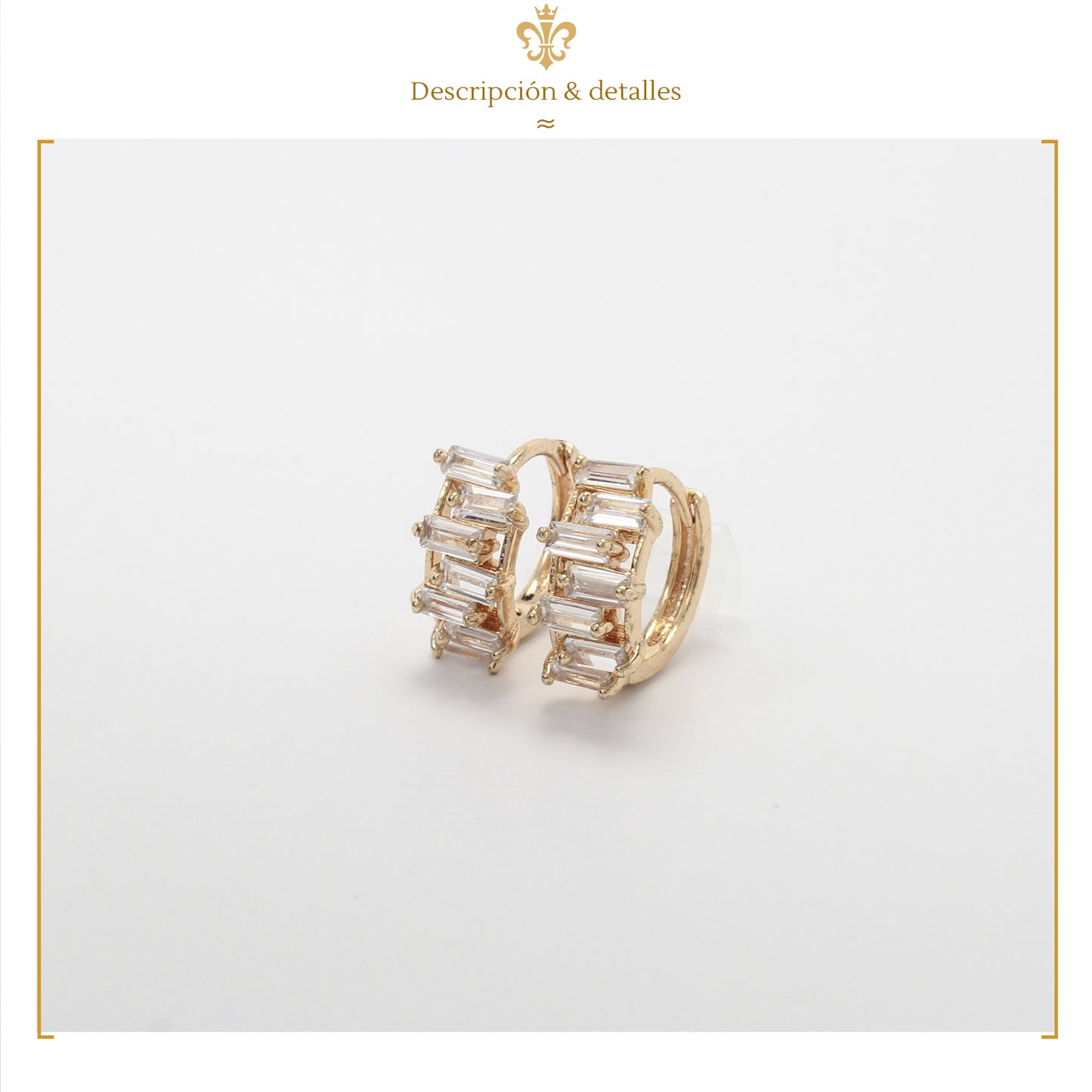 Aretes Pequeños Con Cristales Estilo Arracaditas En Oro Laminado Para Mujer y Niña