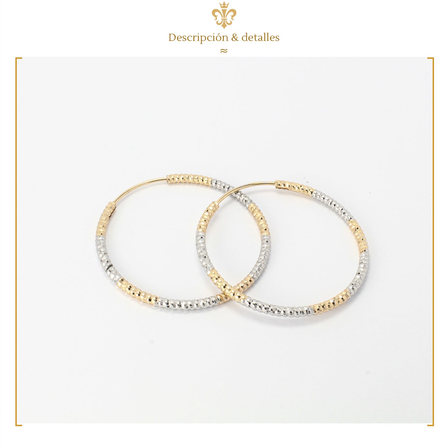 Arracadas Bicolor Medianas Diamantadas Para Mujer En Oro Laminado