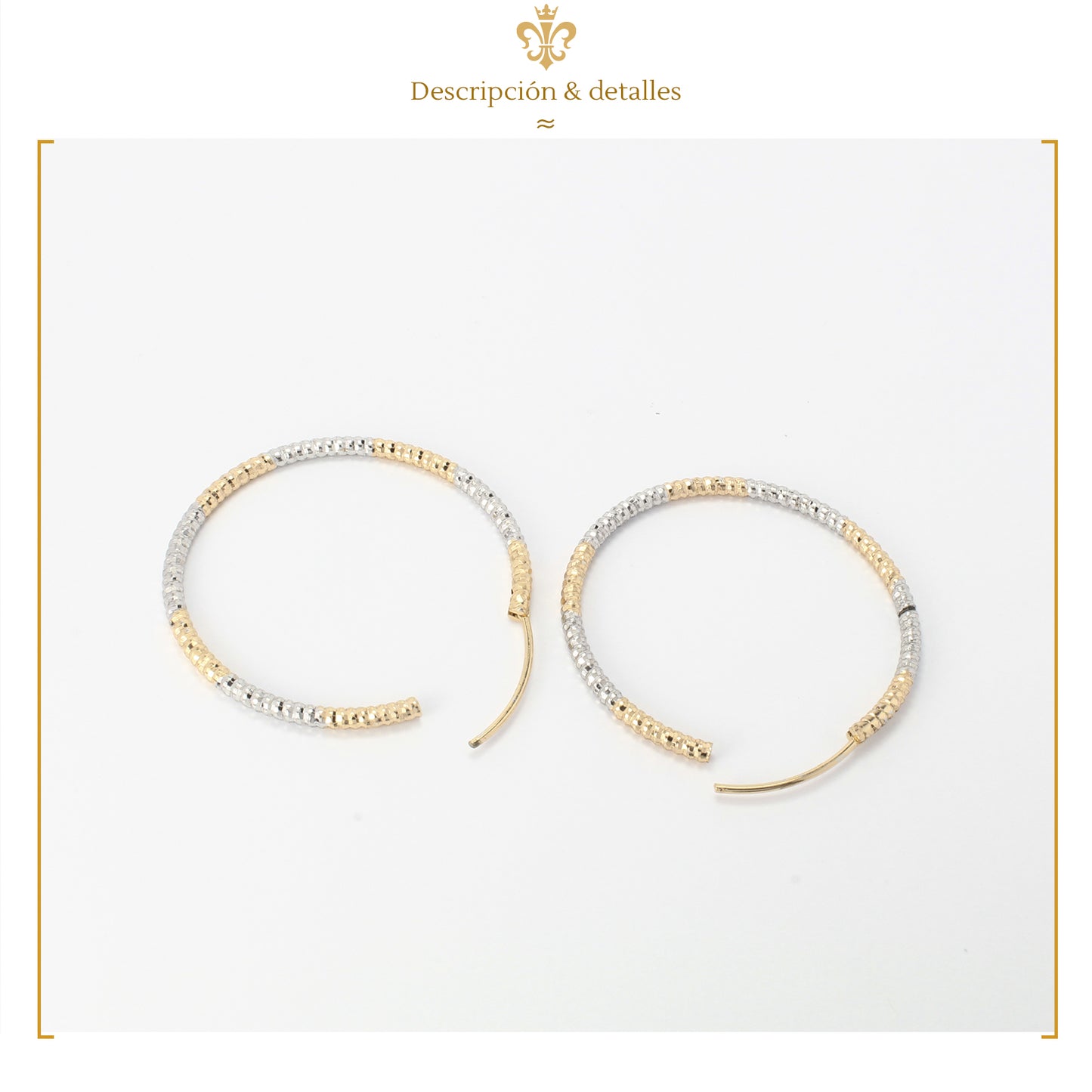 Arracadas Bicolor Medianas Diamantadas Para Mujer En Oro Laminado
