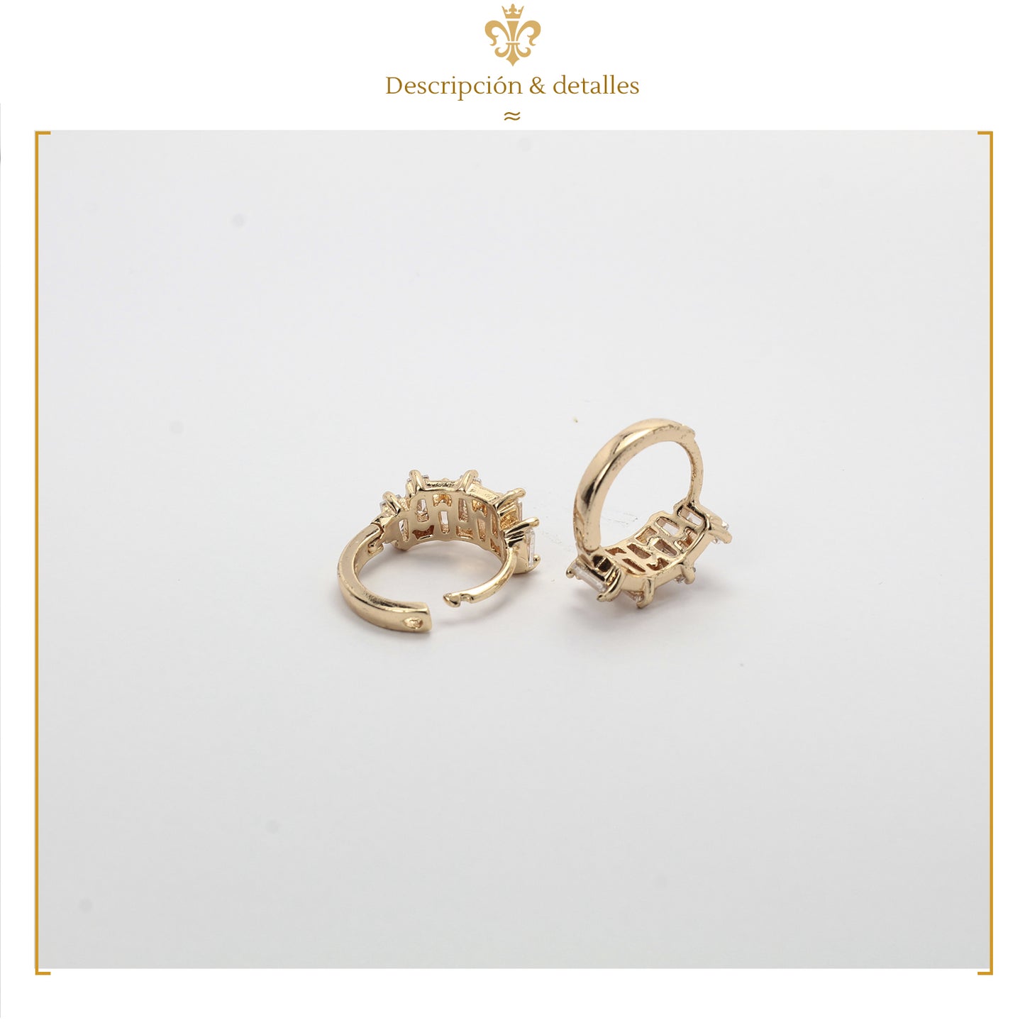 Aretes Pequeños Con Cristales Estilo Arracaditas En Oro Laminado Para Mujer y Niña