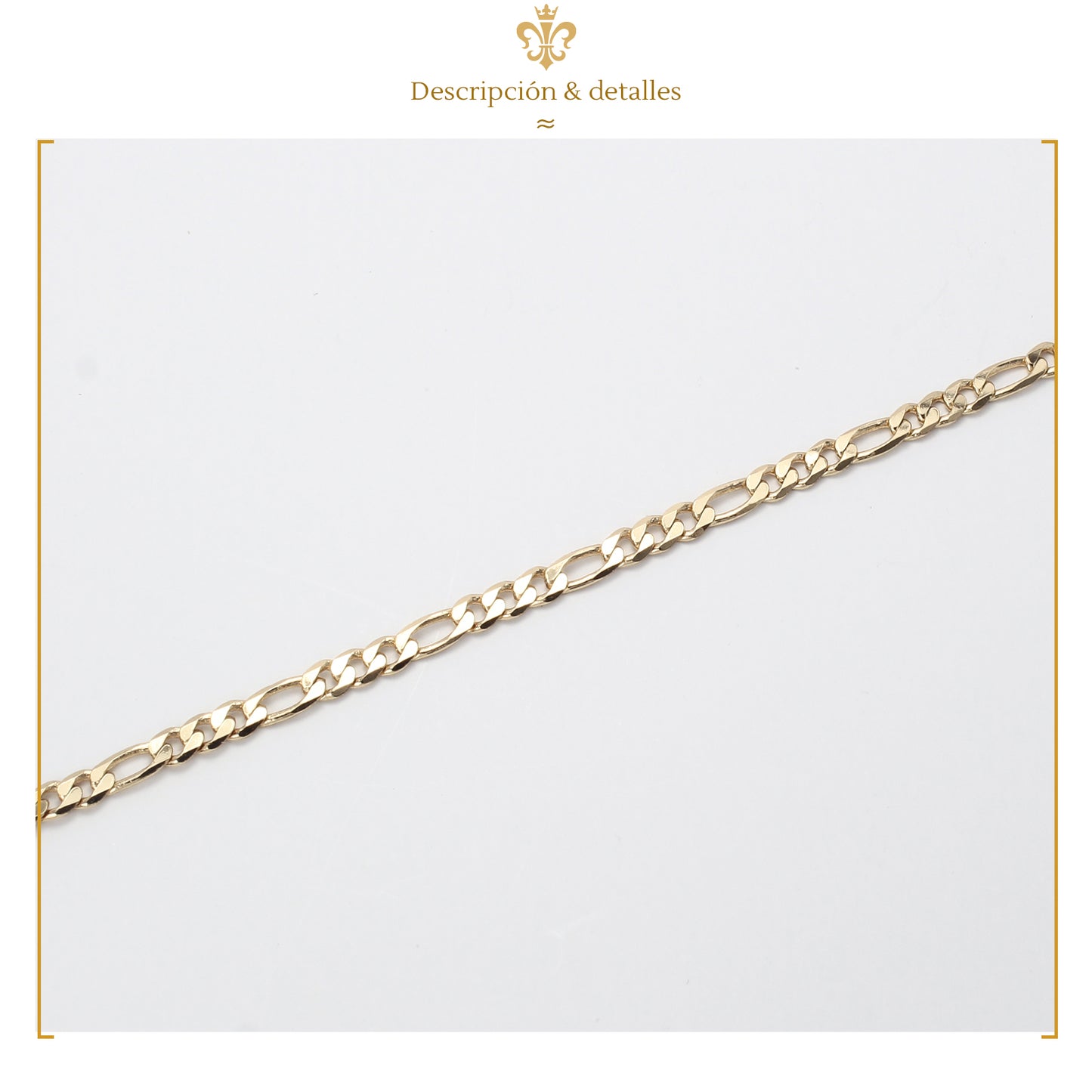 IMPERO JEWELRY Pulsera Figaro Discreta Unisex De Oro Laminado 18k 2.5mm