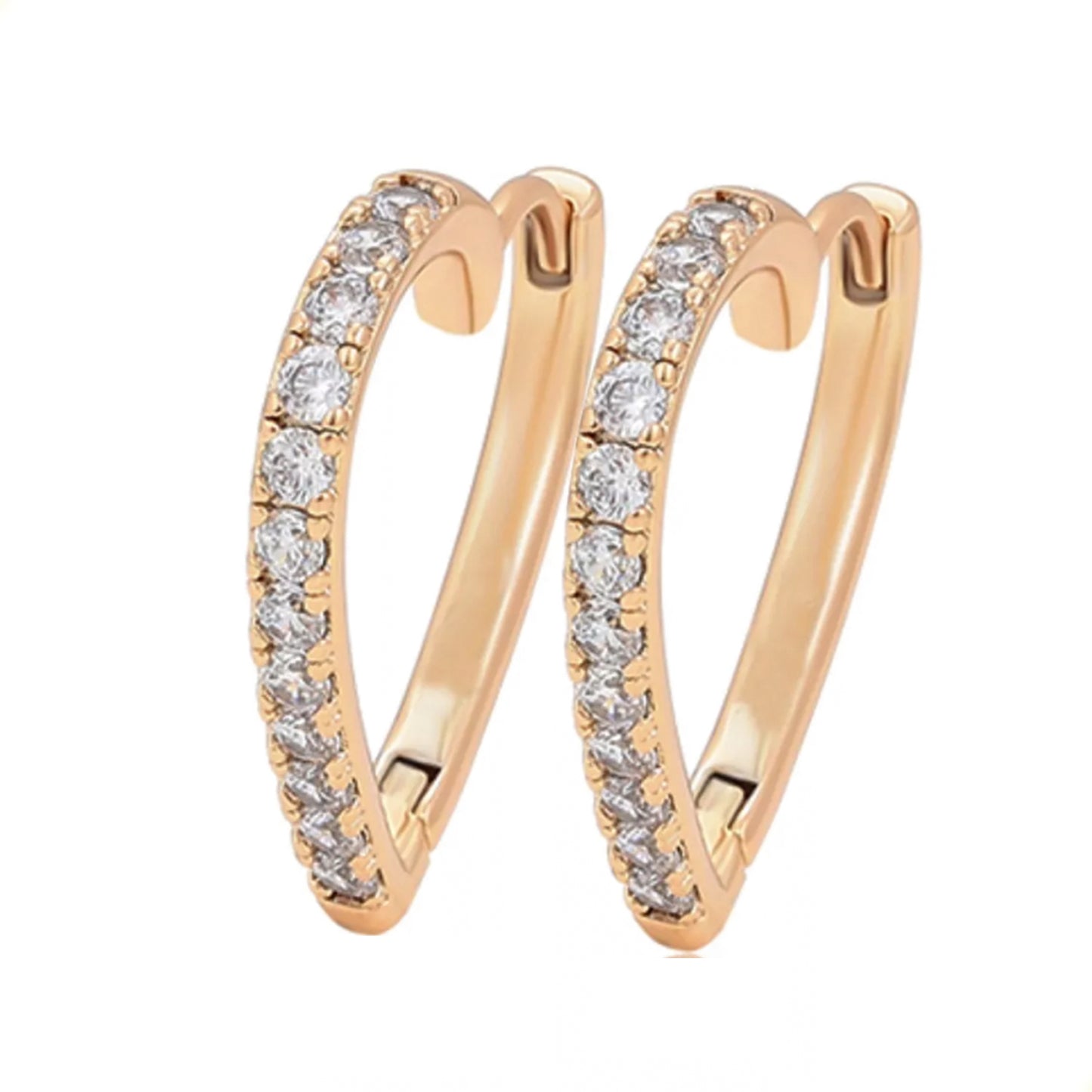 Aretes Arracaditas De Corazon Para Dama Con Cristales Dorados