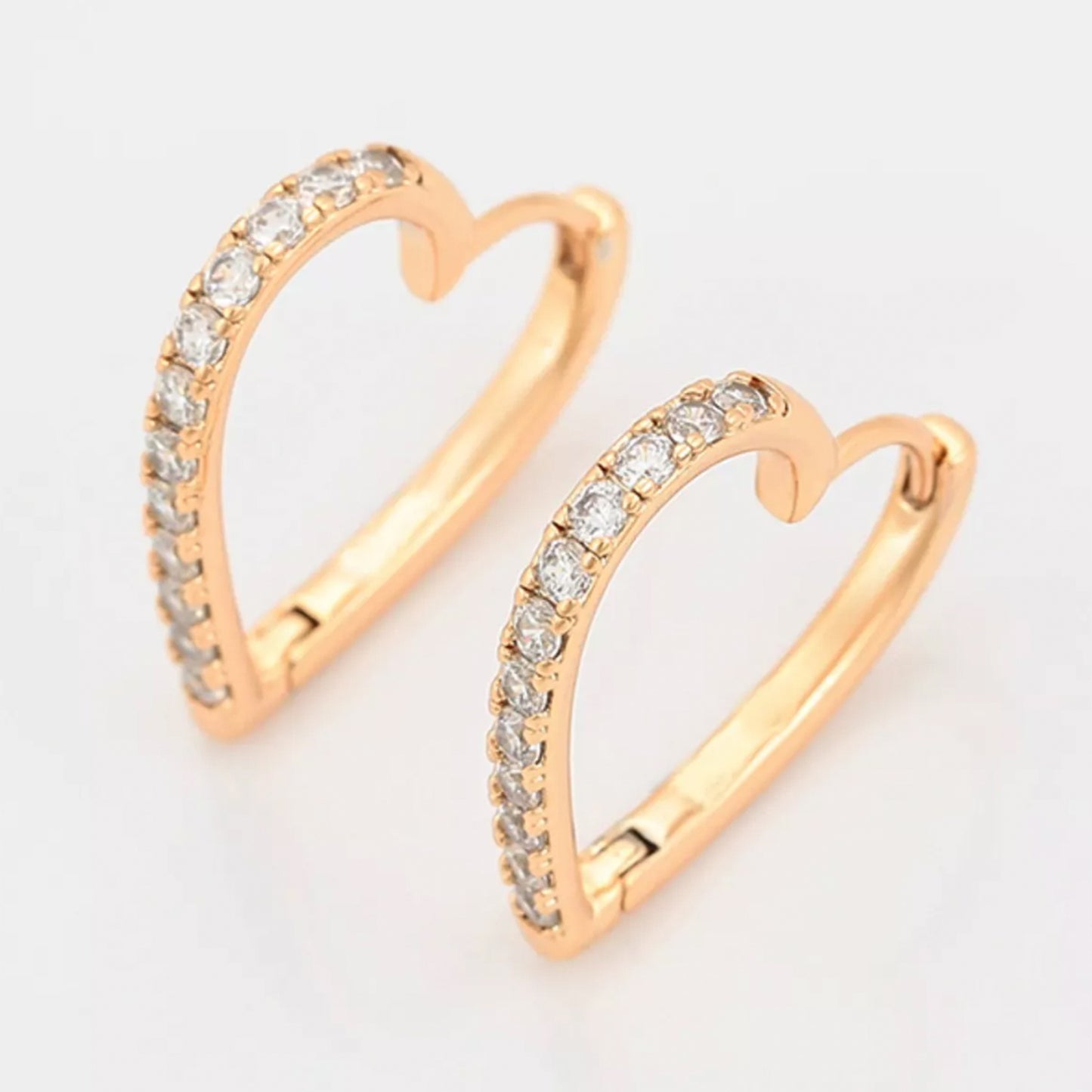 Aretes Arracaditas De Corazon Para Dama Con Cristales Dorados