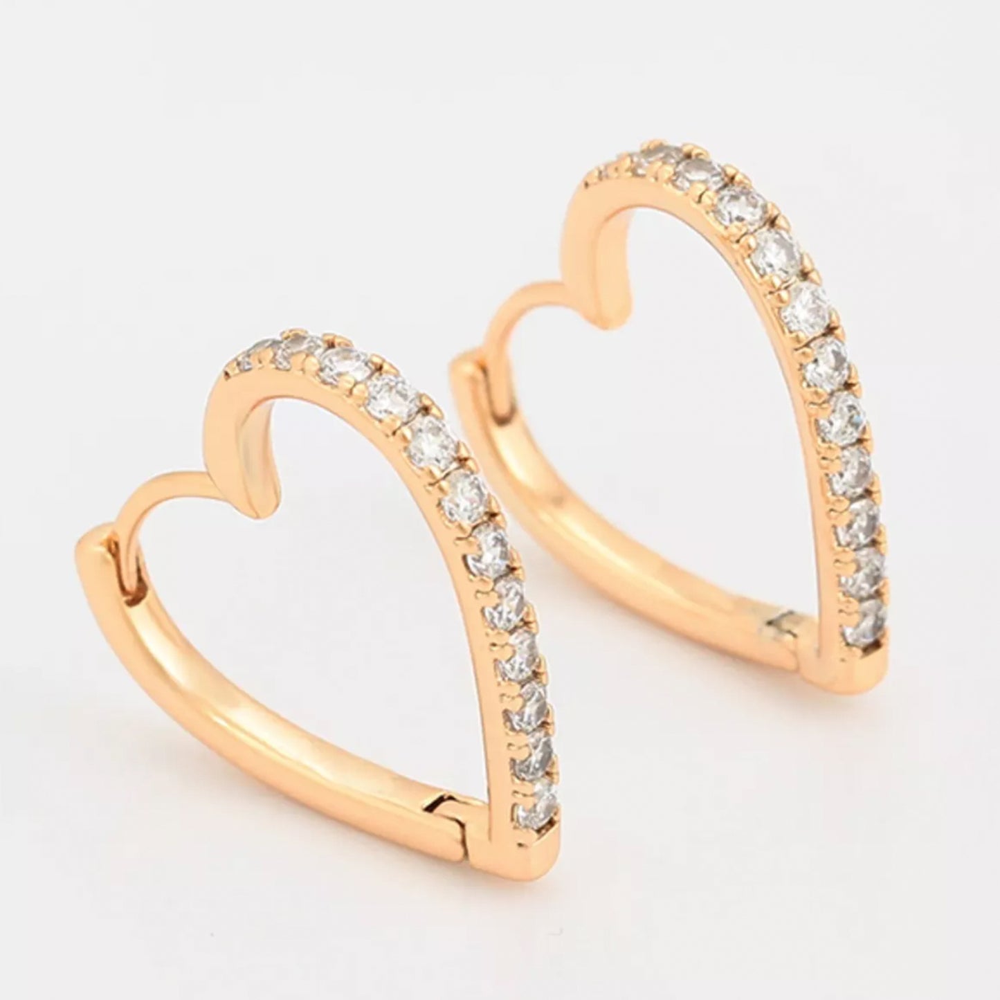 Aretes Arracaditas De Corazon Para Dama Con Cristales Dorados