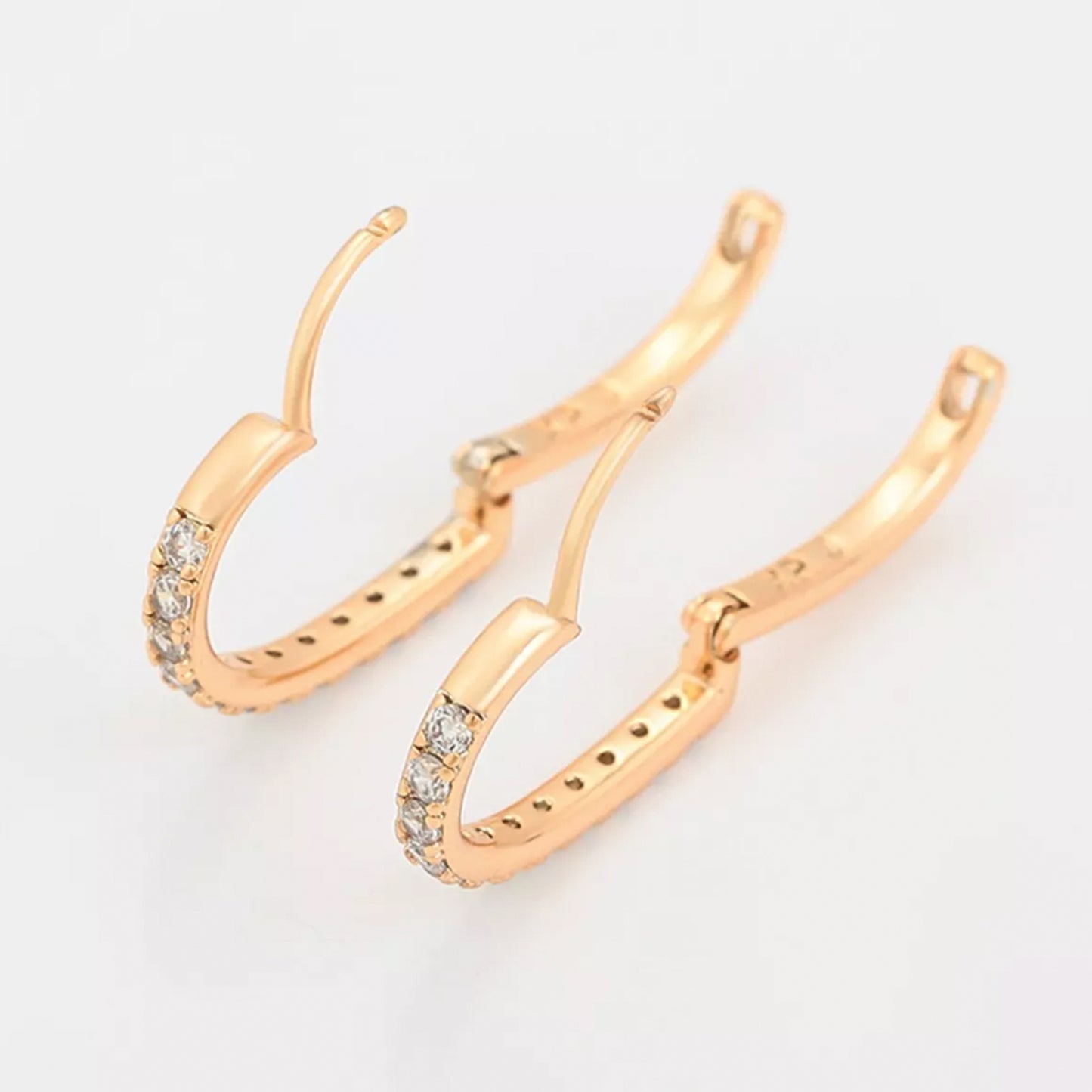 Aretes Arracaditas De Corazon Para Dama Con Cristales Dorados