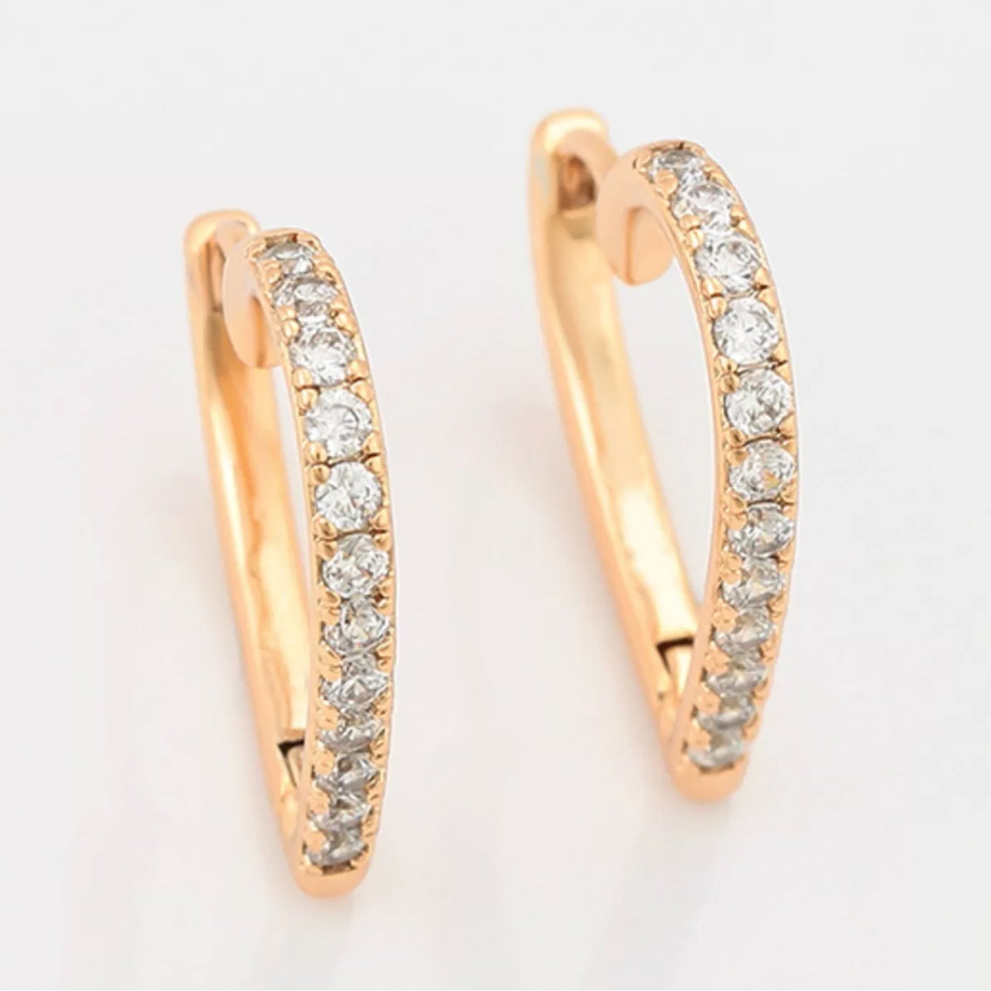 Aretes Arracaditas De Corazon Para Dama Con Cristales Dorados