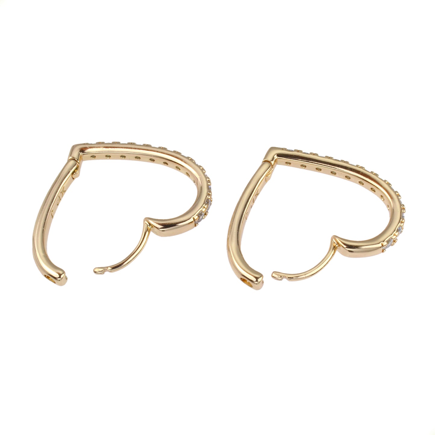 Aretes Arracaditas De Corazon Para Dama Con Cristales Dorados