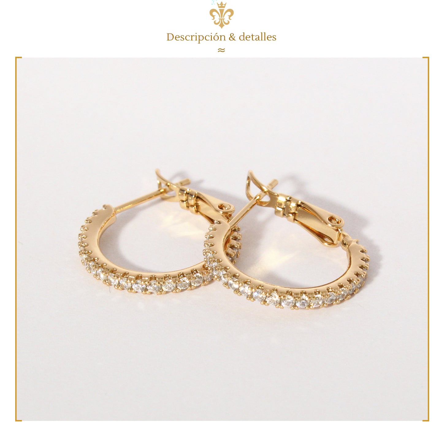 aretes Arracadas Doradas con Detalles Brillantes en oro laminado 18k