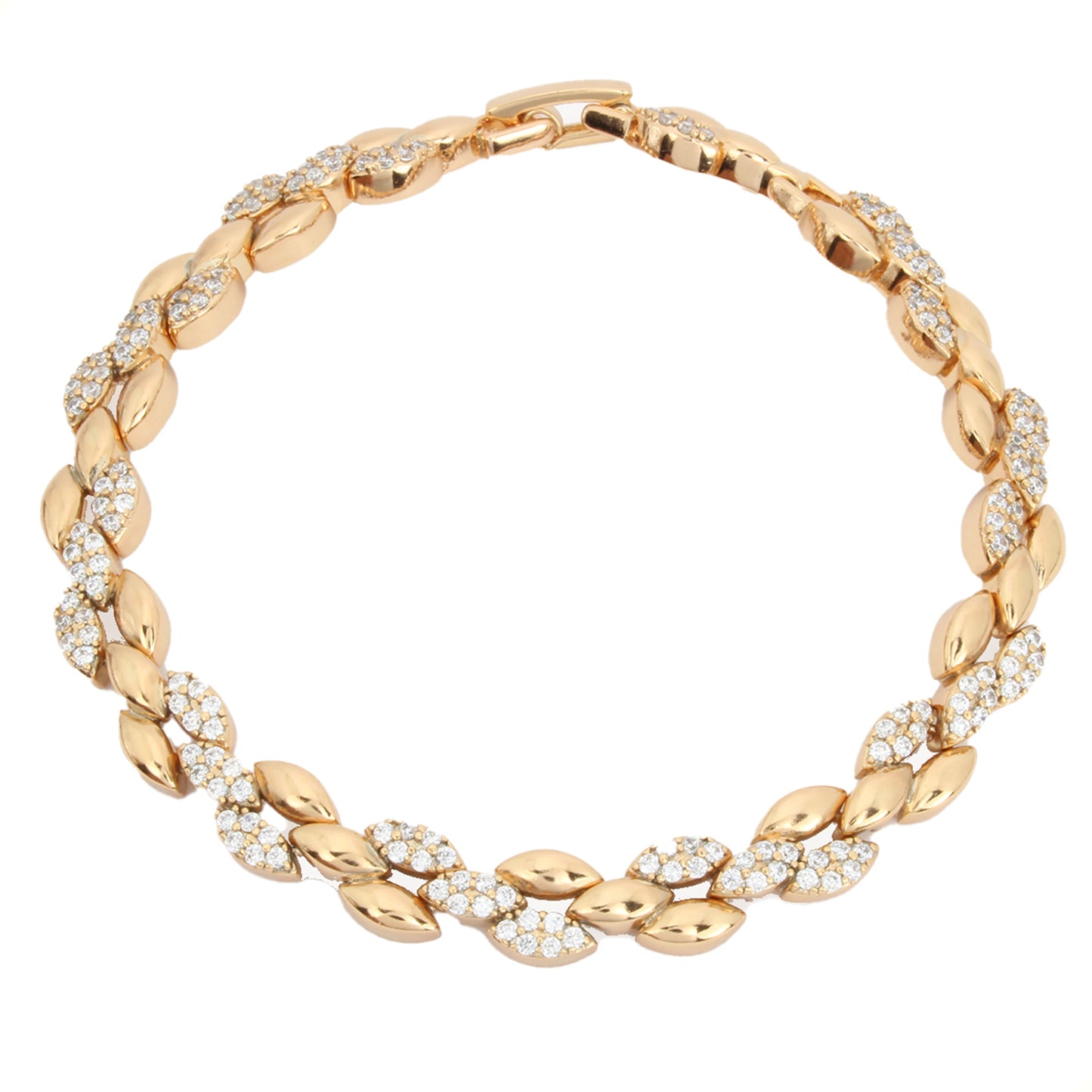 Bonita pulsera con cristales para mujer en oro laminado 18k