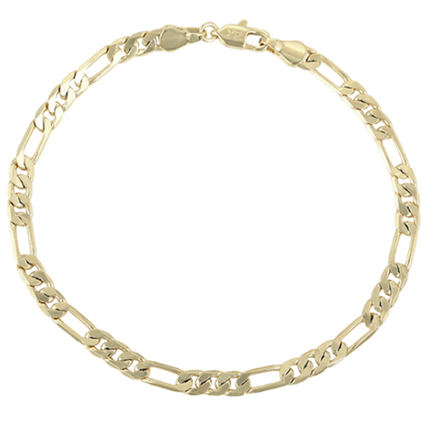 esclava pulsera unisex tejido figaro en oro lamiando 14k grosor 4mm