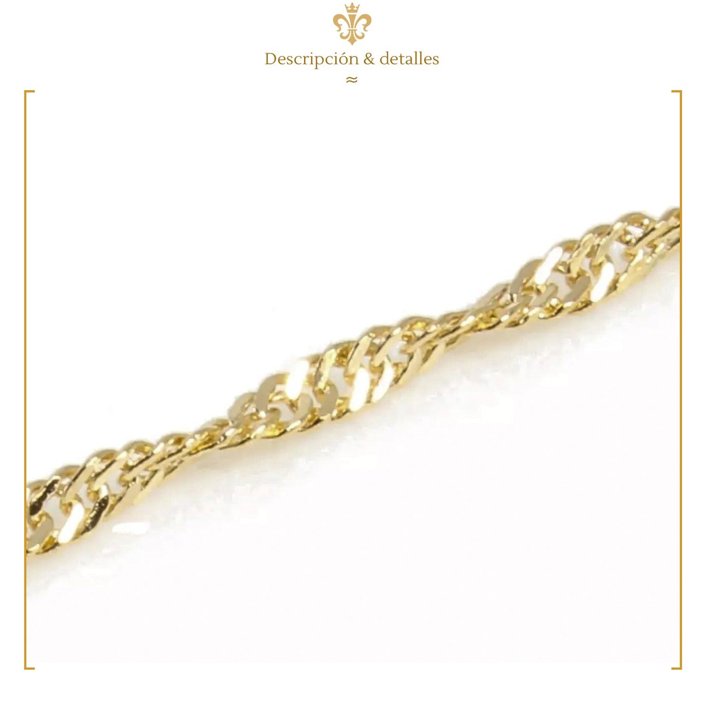 Cadena collar delgada tejido torsal singapour para mujer en oro laminado 18k