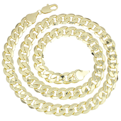 collar cadena gruesa tejida cubana en 12mm estilo unisex en oro114k laminado