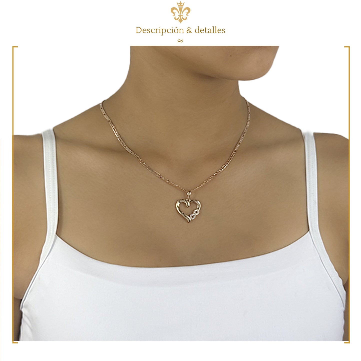 Collar Amor Dije Corazón Infinito Zirconias Oro Laminado