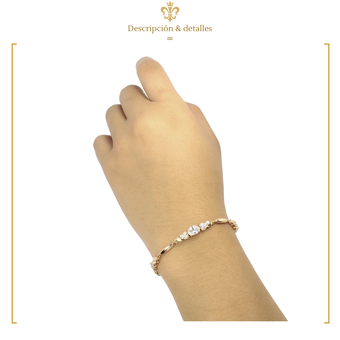 Pulsera Dorado Para Mujer En Oro Laminado Con Diamante Solitario