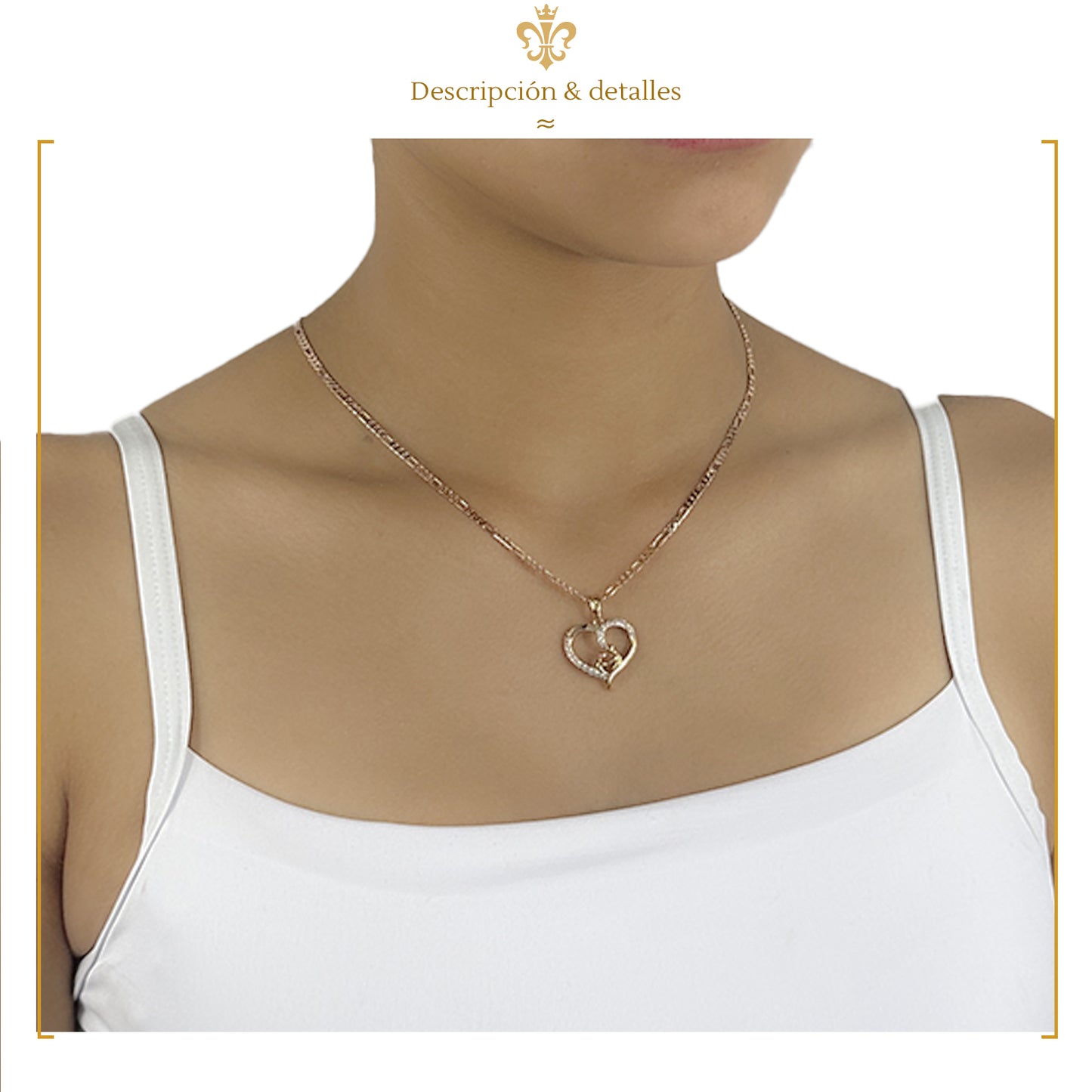 Collar Corazón Abrazo Hijo Amor Familia Dorado Oro Laminado