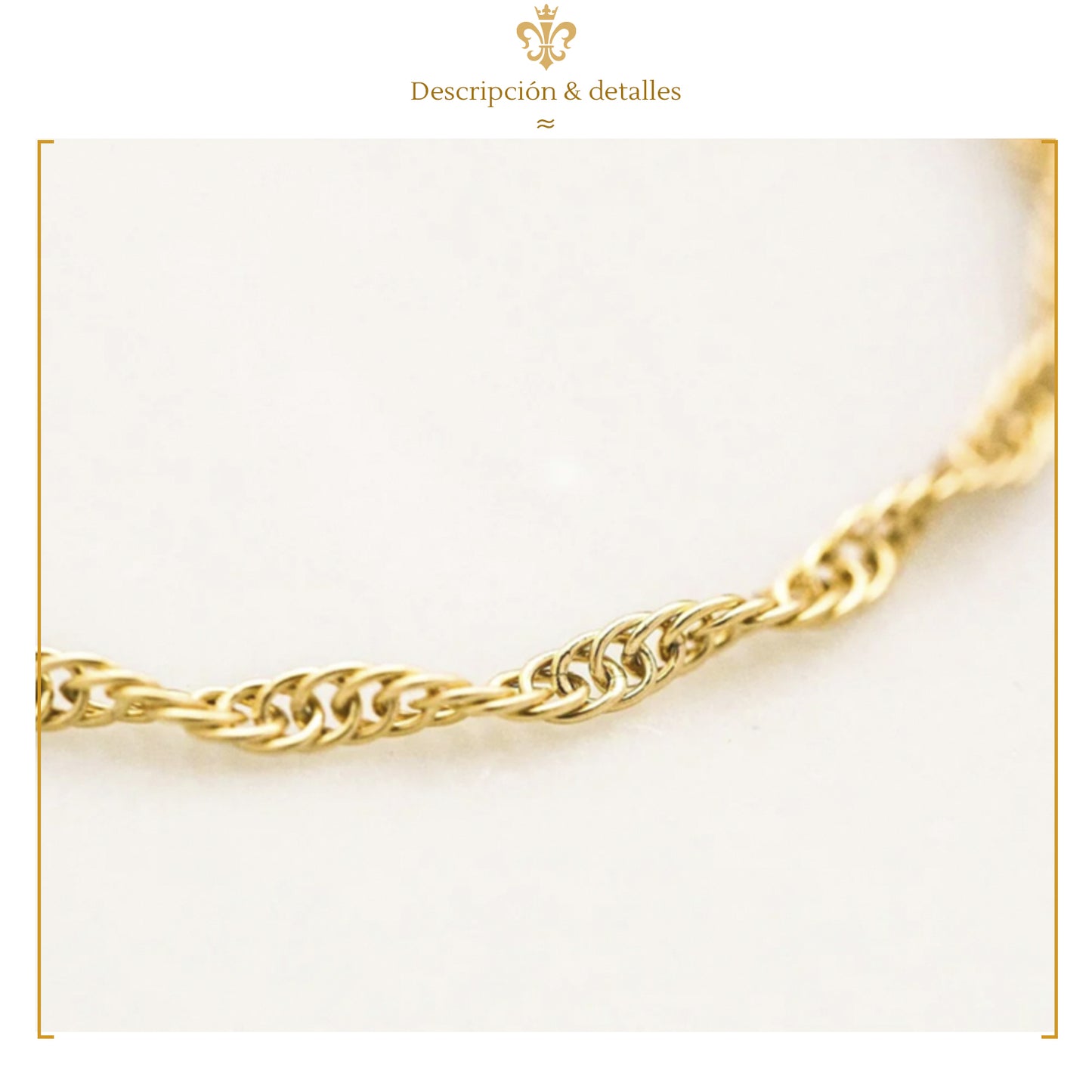 Cadena collar delgada tejido torsal singapour para mujer en oro laminado 18k