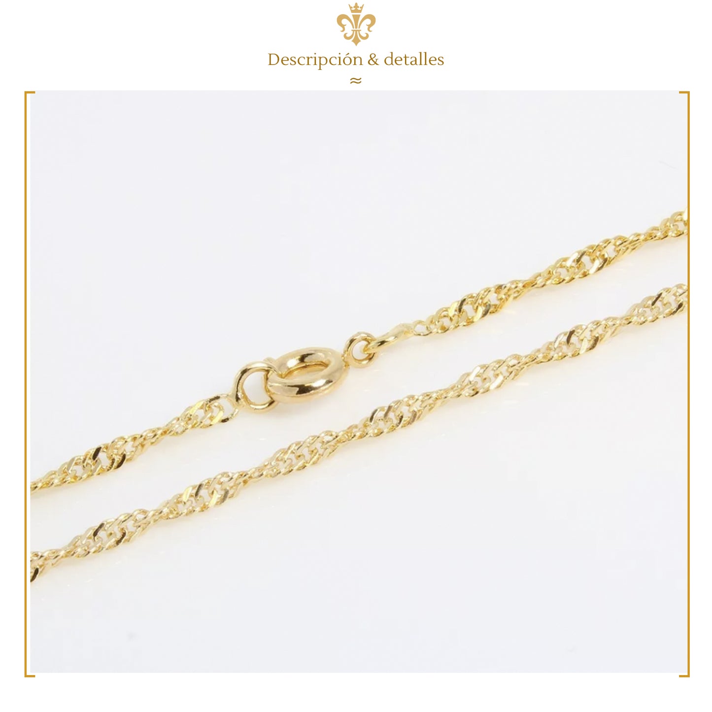 Cadena collar delgada tejido torsal singapour para mujer en oro laminado 18k