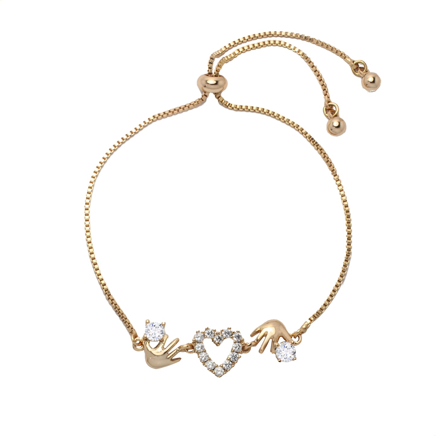 IMPERO JEWELRY Pulsera Ajustable Compromiso Amor Manos Corazón Oro Laminado