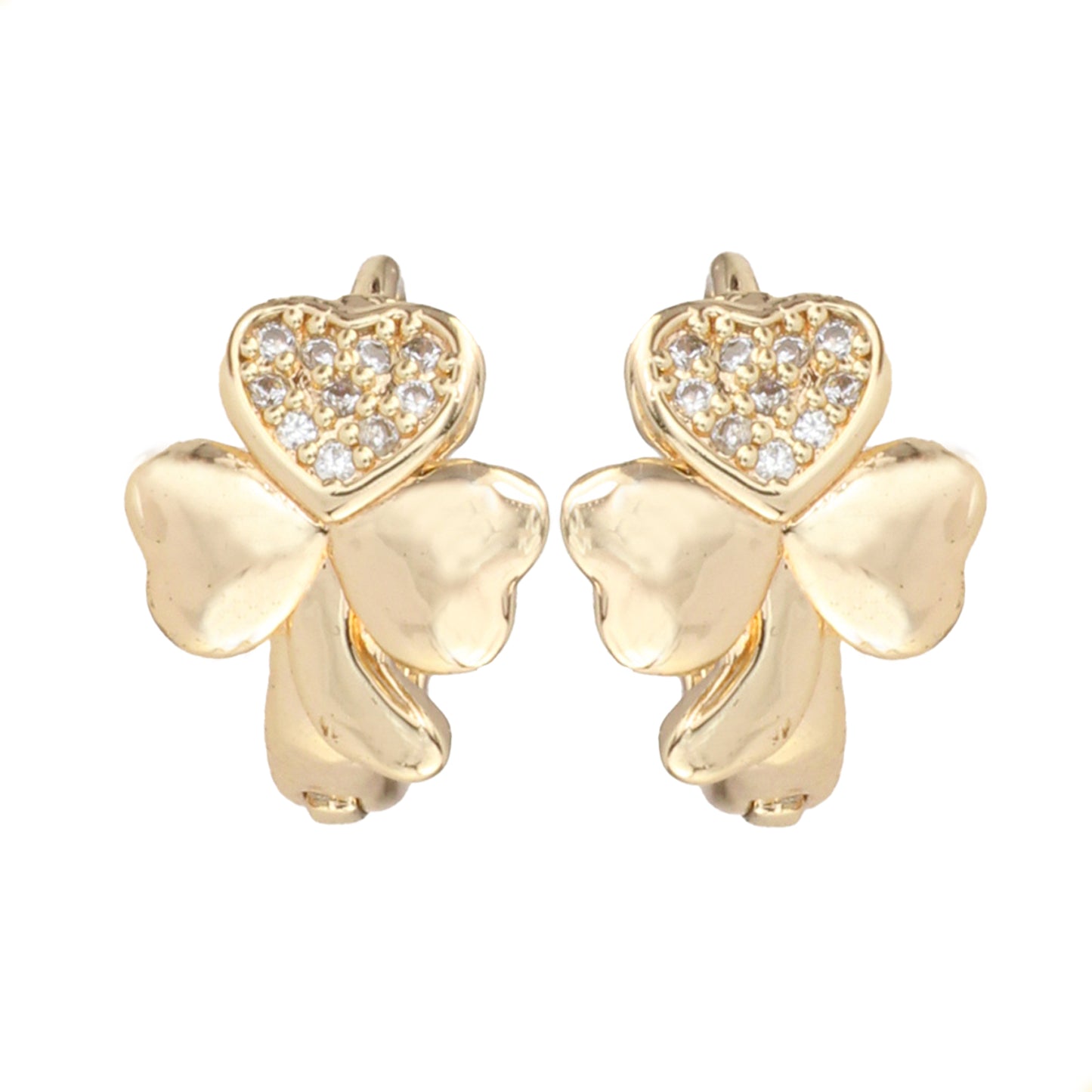 Aretes Arracadas Huggies Swarovski Medianas Corazón Trebol