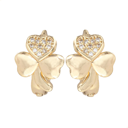 Aretes Arracadas Huggies Swarovski Medianas Corazón Trebol