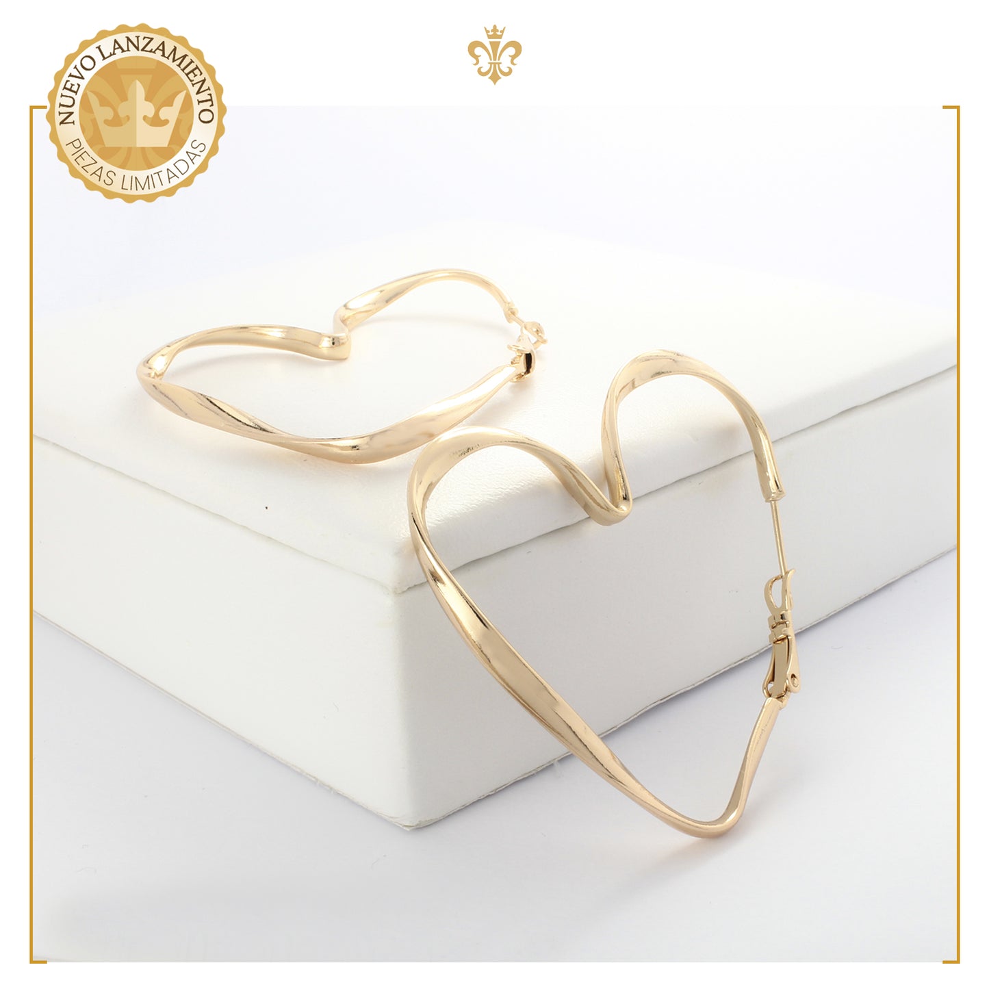 Aretes Arracadas De Corazon De Espiral Oro Laminado 18k