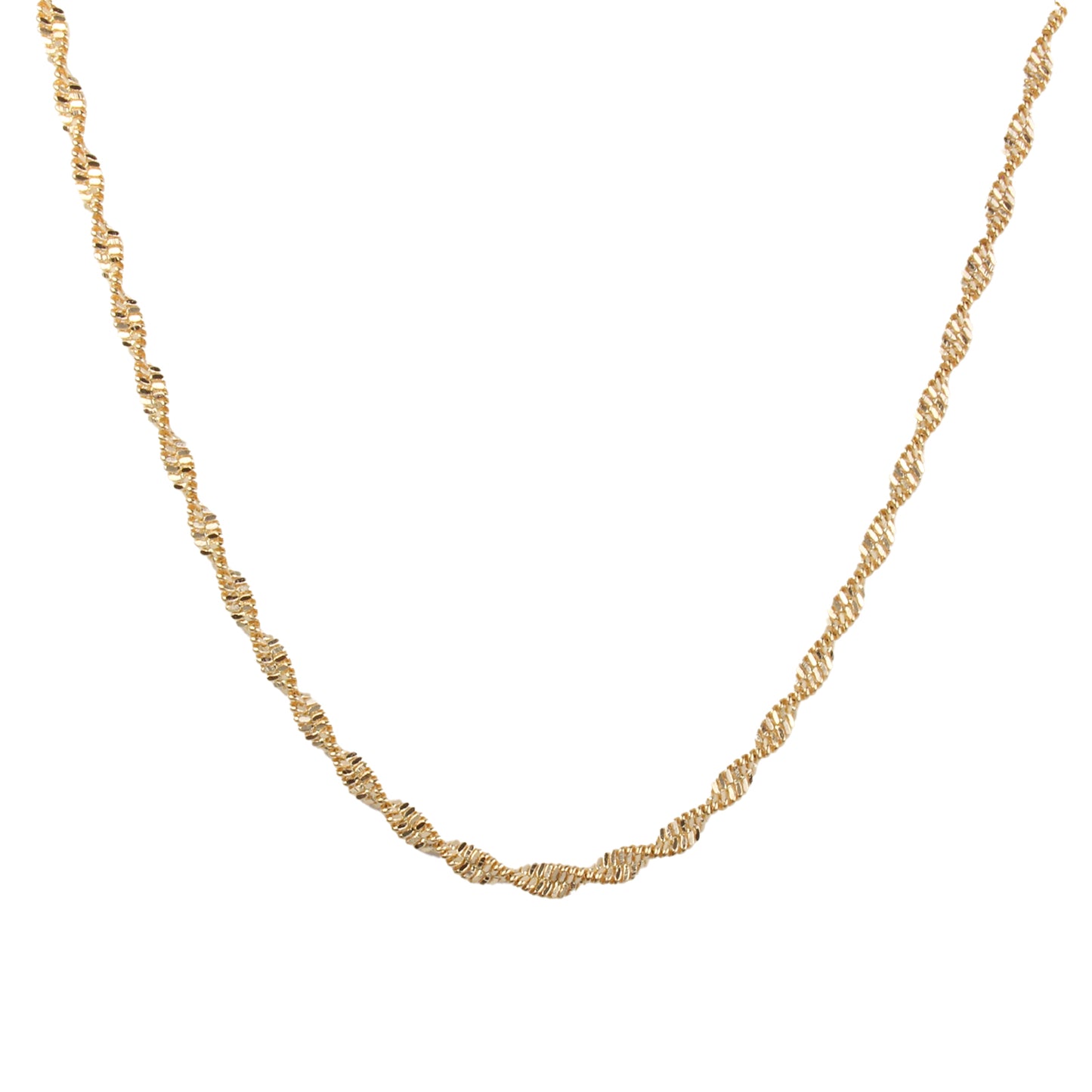 Cadena Delgada Elegante Tejido Singapour Delgada Estilo Unisex En Oro 18k Laminado