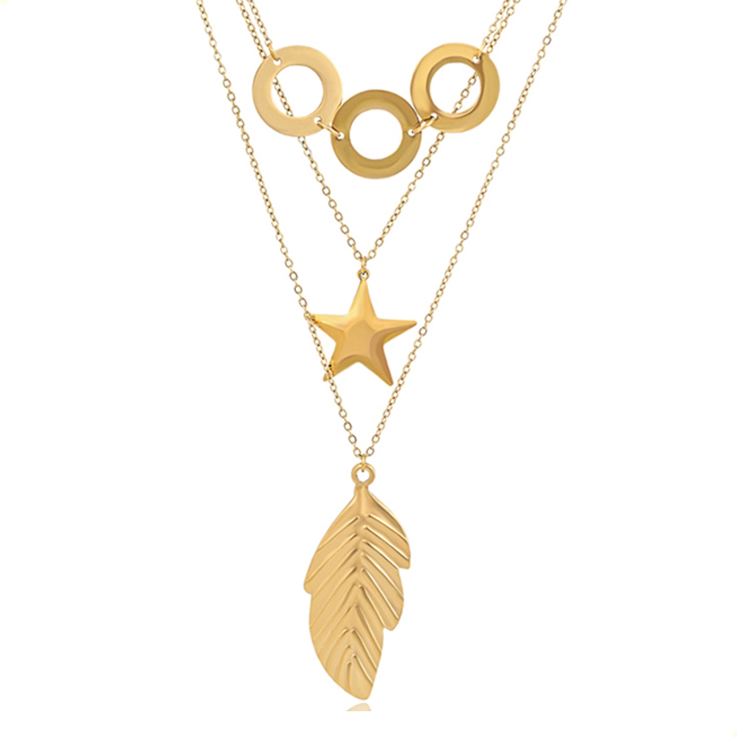 Collares Múltiples Con Dije Para Mujer De Oro Laminado 24k