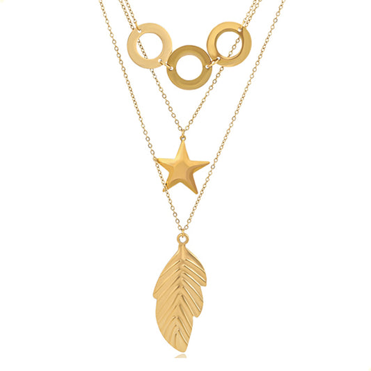 Collares Múltiples Con Dije Para Mujer De Oro Laminado 24k