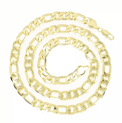 collar cadena gruesa figaro en 10mm estilo unisex en oro 14k laminado