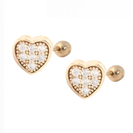 Aretes Pequeños Corazón Broqueles De Bolita Dama Y Niña 5mm