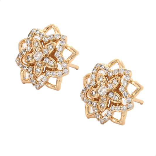 Aretes Broqueles De Oro Laminado 18K De Estrellas Y Swarovski