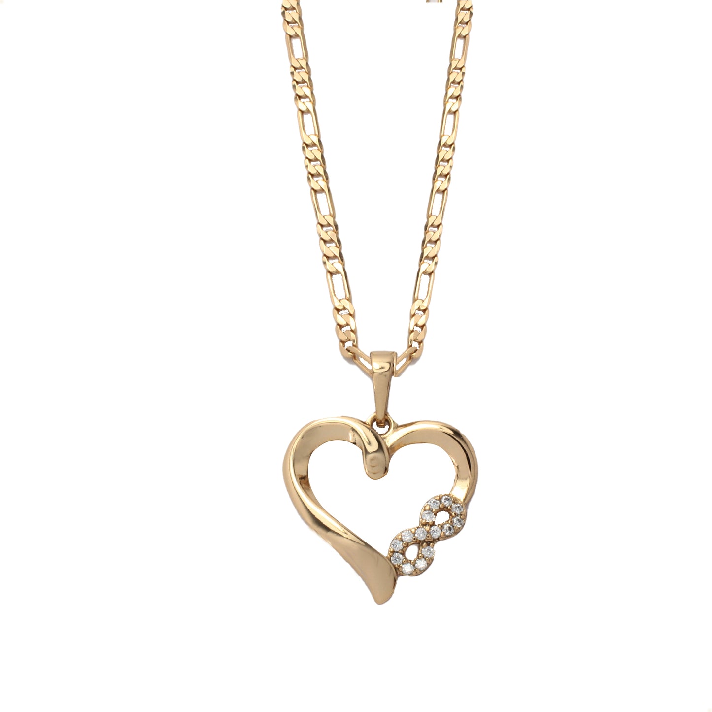 Collar Amor Dije Corazón Infinito Zirconias Oro Laminado