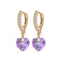 Aretes Arracaditas De Corazón Diamante Con Cristales Oro Laminado 18k