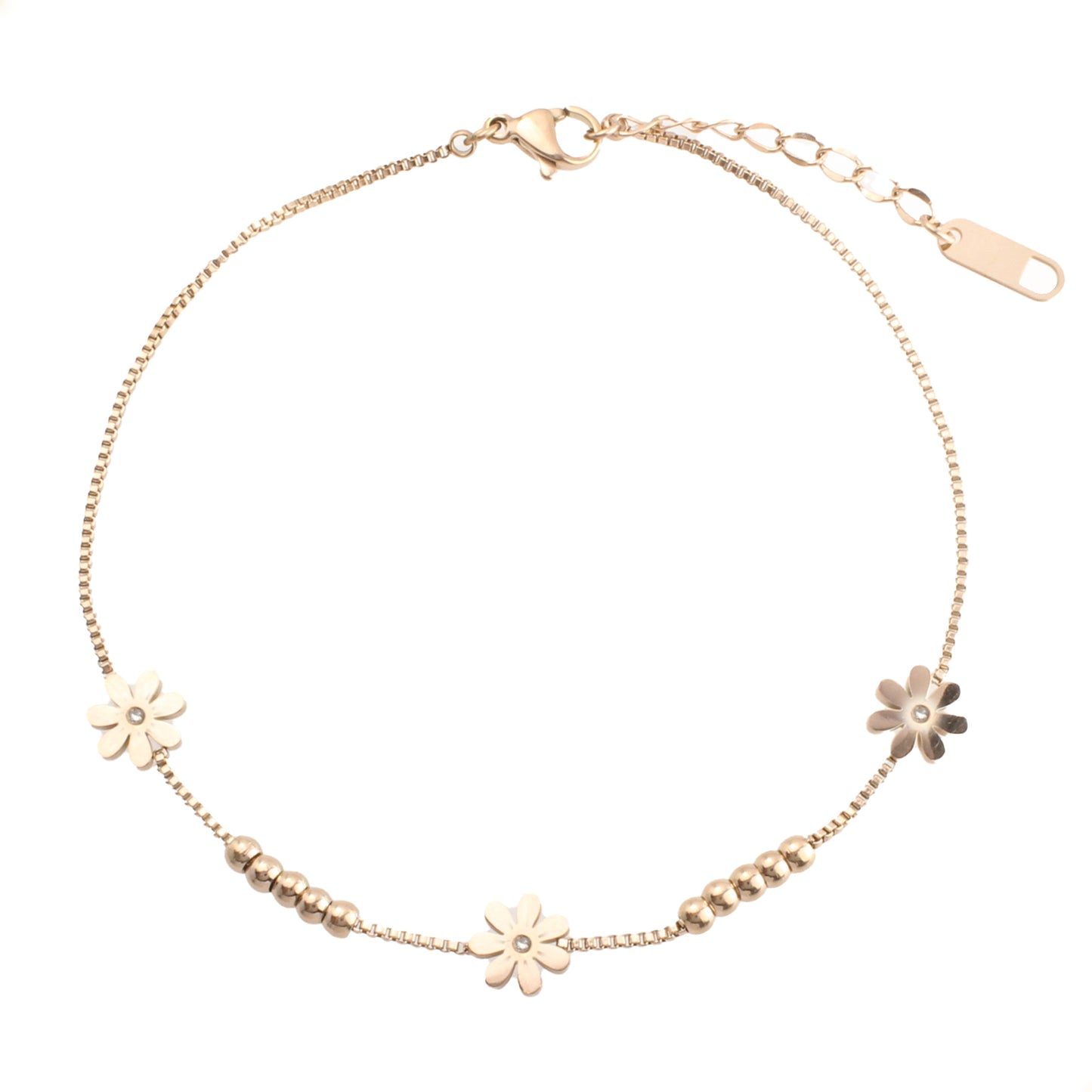 Pulsera De Flores Margaritas En Acero Inoxidable Para Mujer Con Finos Cristal