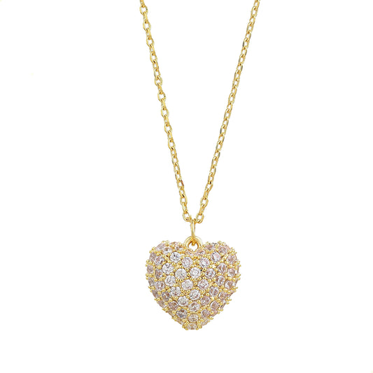 Collar Con Dije De Corazón Pequeño Para Mujer De Finos Cristales