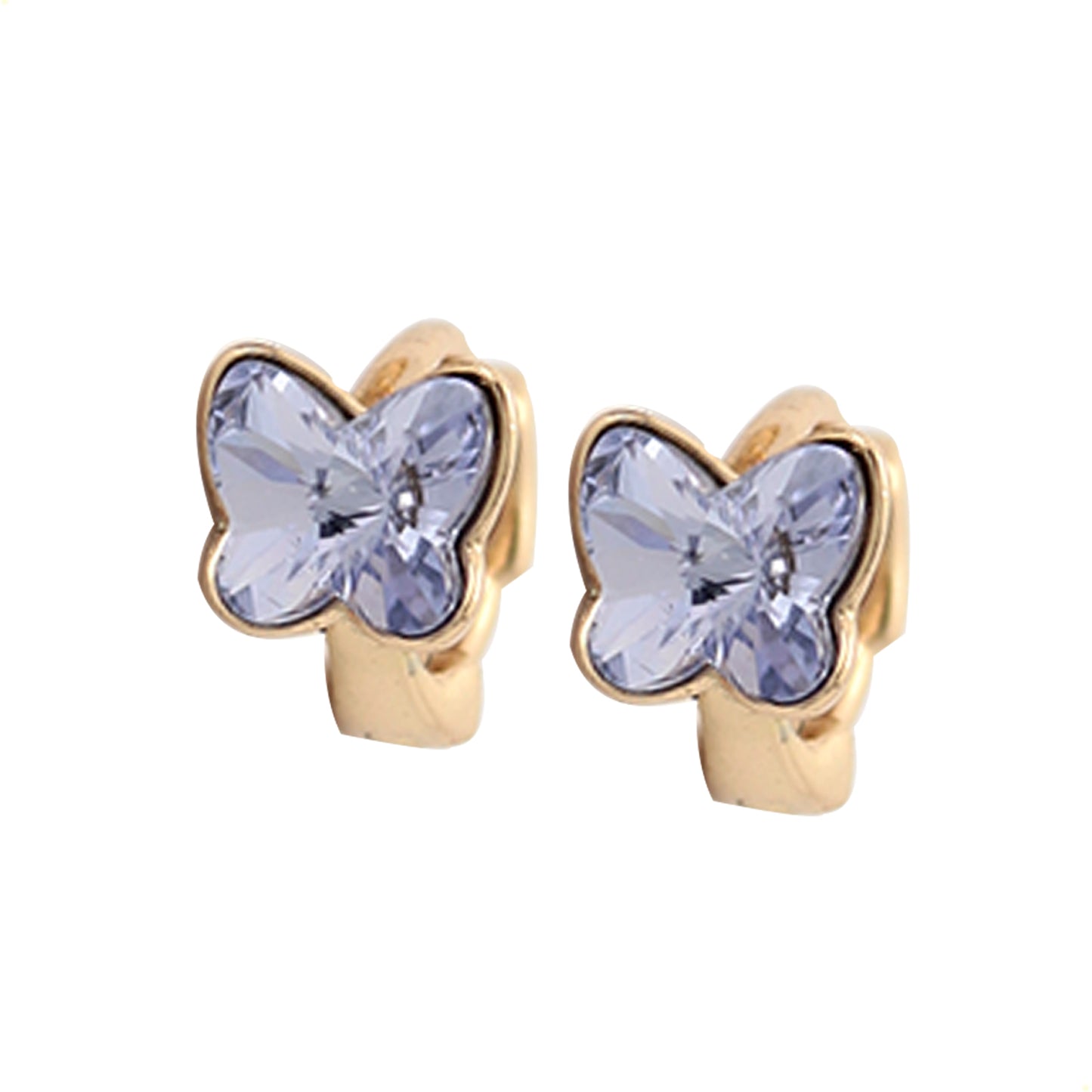 Aretes Arracaditas De Oro Laminado 18k De Mariposas Con Cristales