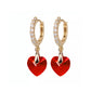 Aretes Arracaditas De Corazón Diamante Con Cristales Oro Laminado 18k