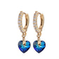 Aretes Arracaditas De Corazón Diamante Con Cristales Oro Laminado 18k