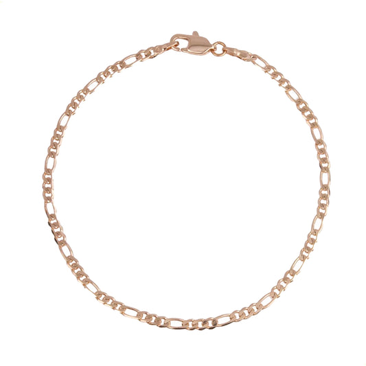 IMPERO JEWELRY Pulsera Figaro Discreta Unisex De Oro Laminado 18k 2.5mm