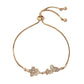 IMPERO JEWELRY Pulsera Floral Ajustable Con Mariposa Primavera Oro Laminado