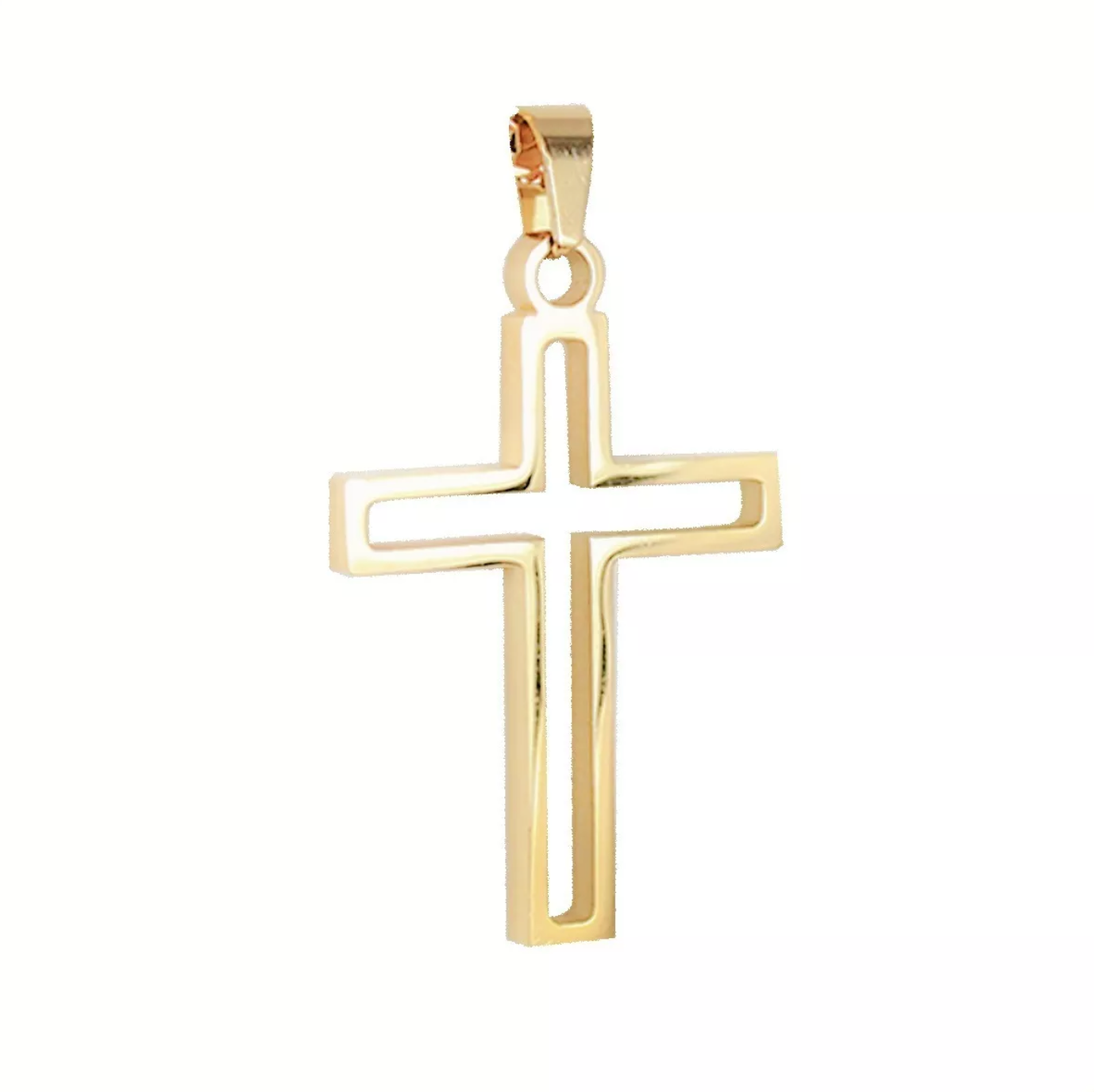 dije elegante de cruz hueca estilo unisex en oro laminado