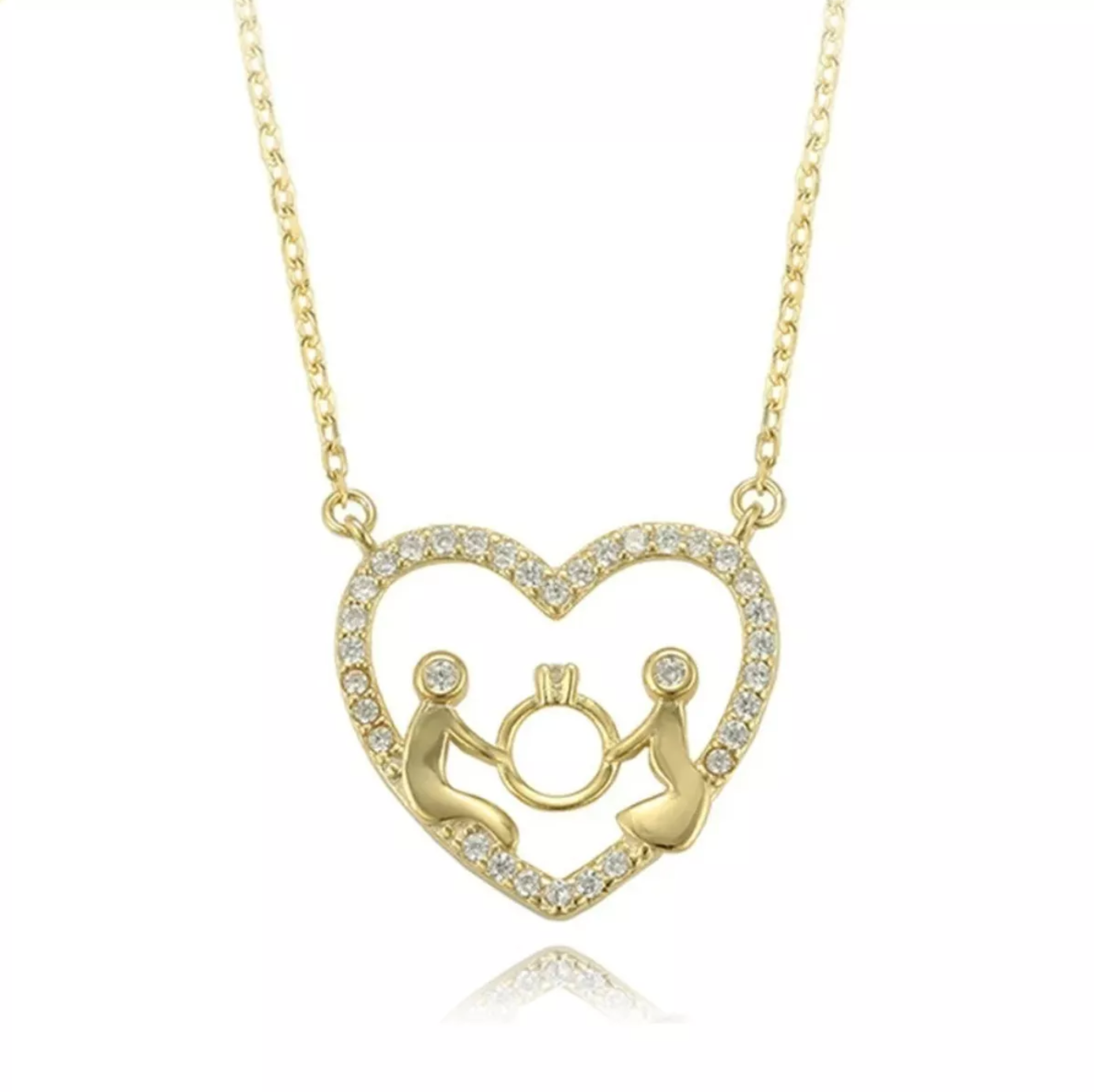 Collar Con Dije De Corazón Para Parejas De Plata 925 Con Finos Cristales