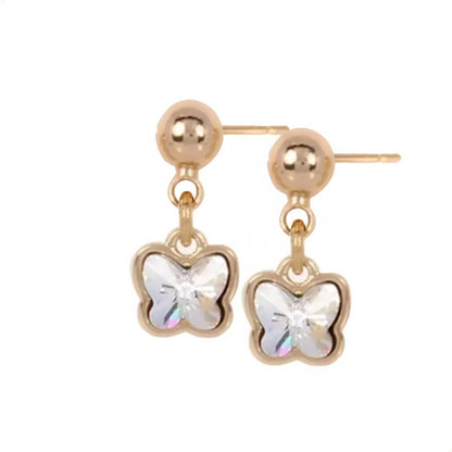 Elegantes Aretes Mariposas De Oro Lamin De 18k Con Swarovski