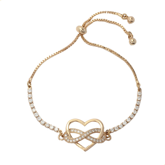 IMPERO JEWELRY Pulsera Corazón Ajustable Infinito Eternidad En Oro Laminado