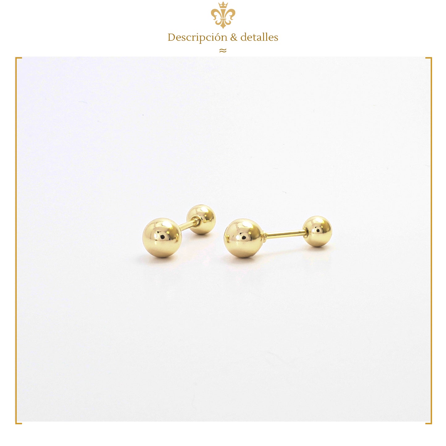 Aretes Dormilones De Bolita Para Niña Broqueles En Oro Laminado 18K