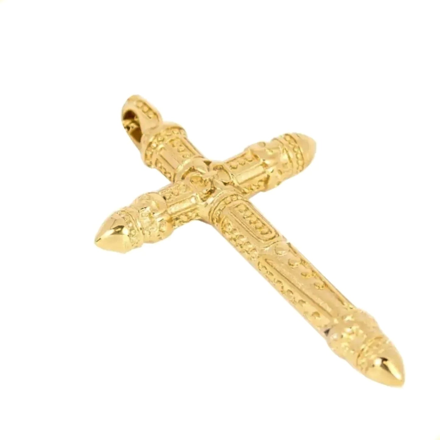 Dije Cruz Crucifijo Gotico Con Grecas En Oro Laminado 24k